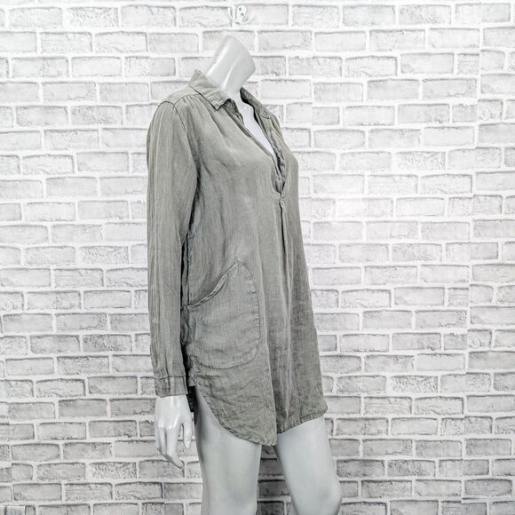 CP SHADES Women's 100% Linen Teton Tunic Blouse sage green size Small USA Made - Picture 9 of 11